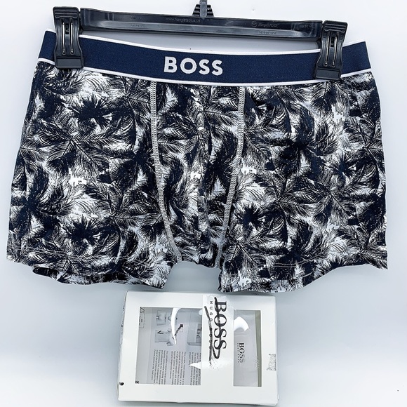 BOSS by Hugo Boss Palm Print Trunk in Black & White - Picture 5 of 8